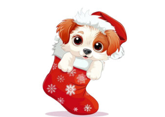 cartoon cute baby puppy with big