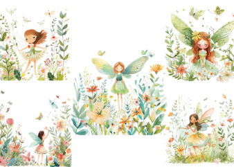 cheerful scene with fairy surrounded