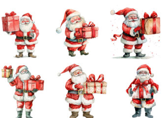 cheerful watercolor illustration of Santa