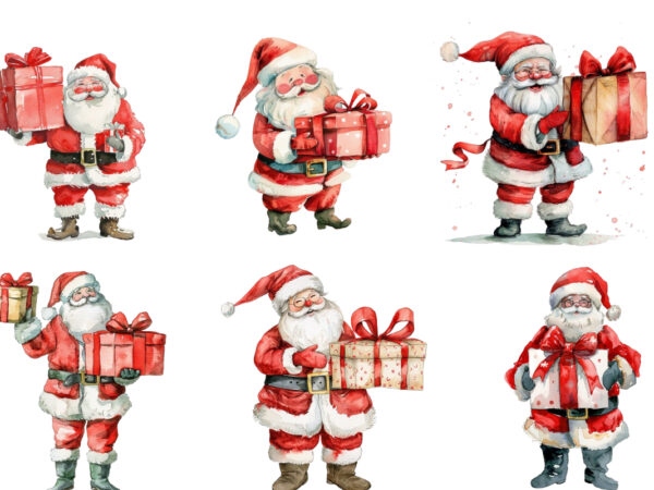 Cheerful watercolor illustration of santa t shirt vector file