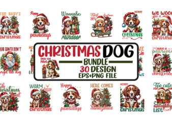 Vintage Dog T-shirt Bundle, Christmas Dog Bundle, SVG Dog Bundle, Vintage Dog Vector Bundle and Dog Clipart