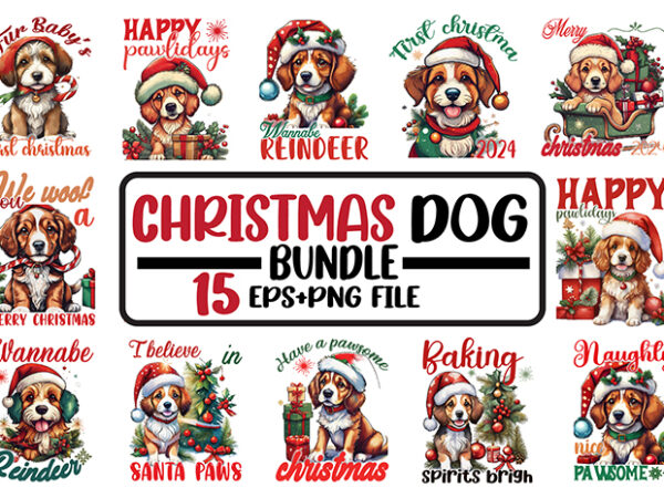 Vintage dog t-shirt bundle, christmas dog bundle, svg dog bundle, vintage dog vector bundle and dog clipart