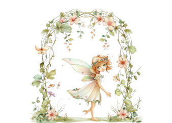 little fairy with flower t shirt vector graphic