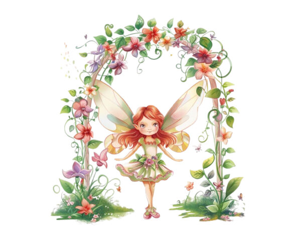 Little fairy with flower t shirt vector graphic