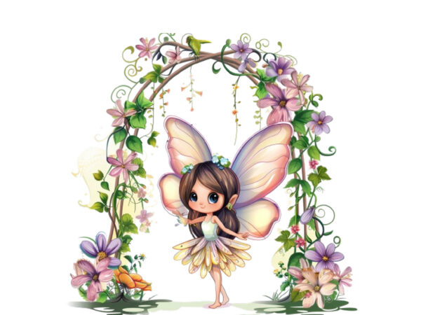 Little fairy with flower t shirt vector graphic