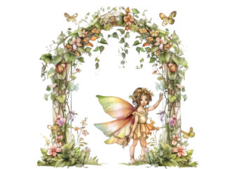 little fairy with flower t shirt vector graphic