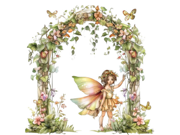 Little fairy with flower t shirt vector graphic