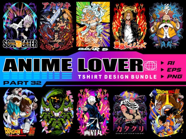 Populer anime lover part 32 tshirt design bundle illustration