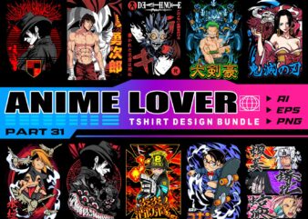 Populer anime lover part 31 tshirt design bundle illustration