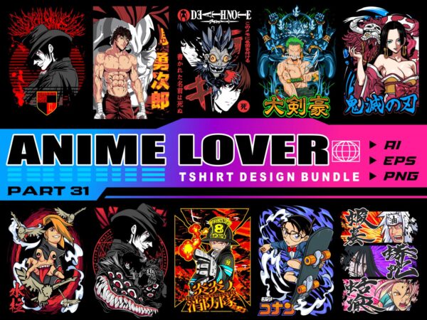 Populer anime lover part 31 tshirt design bundle illustration