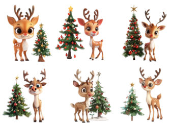 cute cartoon reindeer standing beside t shirt vector file