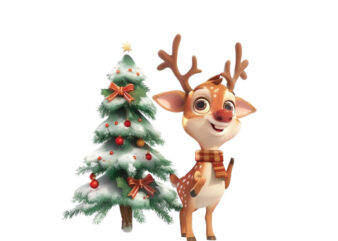 cute cartoon reindeer standing beside t shirt vector file