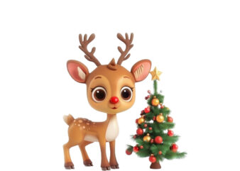 cute cartoon reindeer standing beside