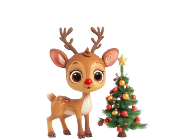 Cute cartoon reindeer standing beside t shirt vector file