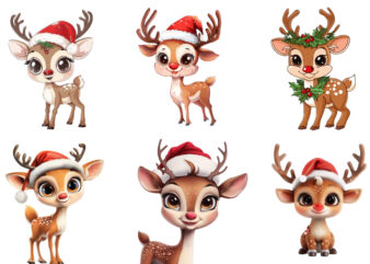 cute cartoon reindeer standing beside