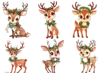 cute cartoon reindeer standing beside t shirt vector file