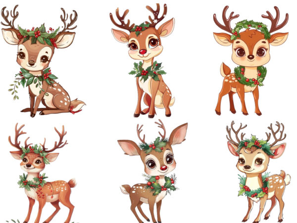 Cute cartoon reindeer standing beside t shirt vector file