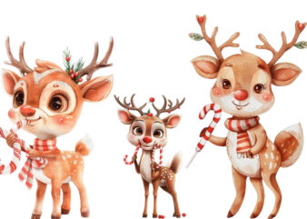 cute reindeer holding candy