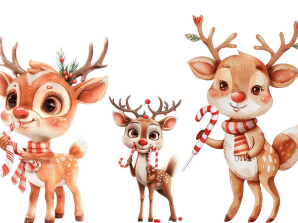 Cute reindeer holding candy t shirt vector file