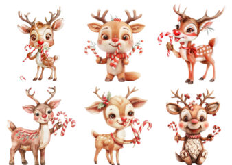 cute reindeer holding candy t shirt vector file