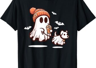 ghost with walking dog halloween T-Shirt