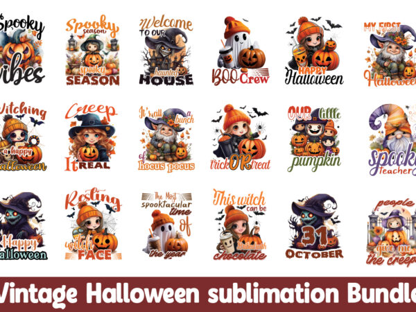 Halloween sublimation bundle, vintage pumpkin face svg,, halloween svg t shirt vector.