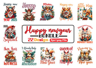 Vintage Happy New Year SVG Bundle, Happy New Year Sublimation t-shirt Vector Bundle, Happy New Year clipart. Happy New Year T-Shirt Bundle,