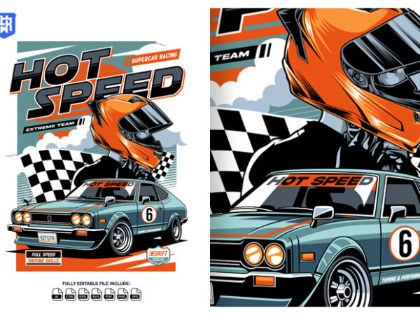 Hot speed super car racing graphic t shirt