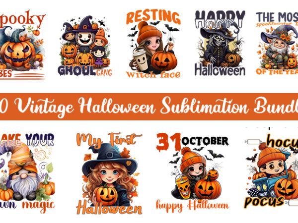 Vintage halloween sublimation bundle t shirt vector art