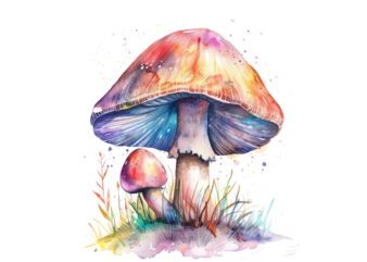 watercolor mashroom clipart t shirt design for sale