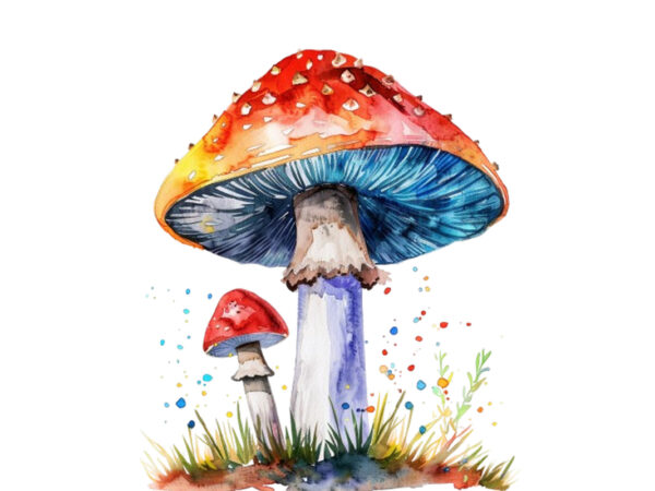 Watercolor mashroom clipart t shirt design for sale