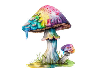 watercolor mashroom clipart t shirt design for sale