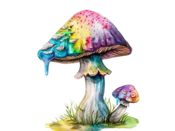 Watercolor mashroom clipart t shirt design for sale