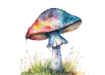 watercolor mashroom clipart t shirt design for sale