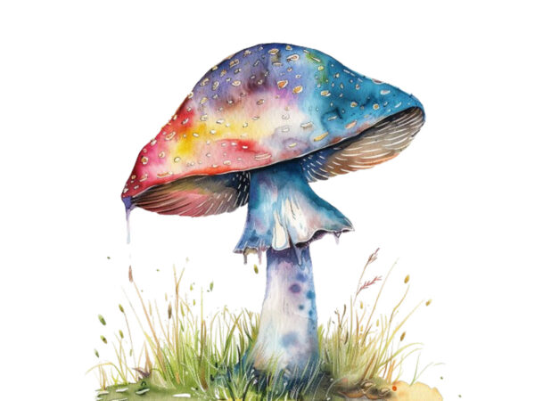 Watercolor mashroom clipart t shirt design for sale