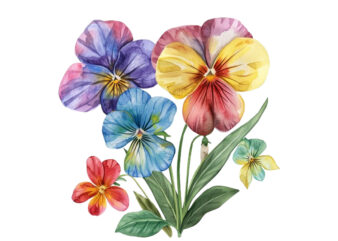 watercolor spring flower with rainbow clipart t shirt design for sale