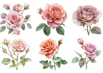 watercolor wedding spiring rose dusty clipart