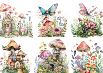 watercolor fairy garden clipart