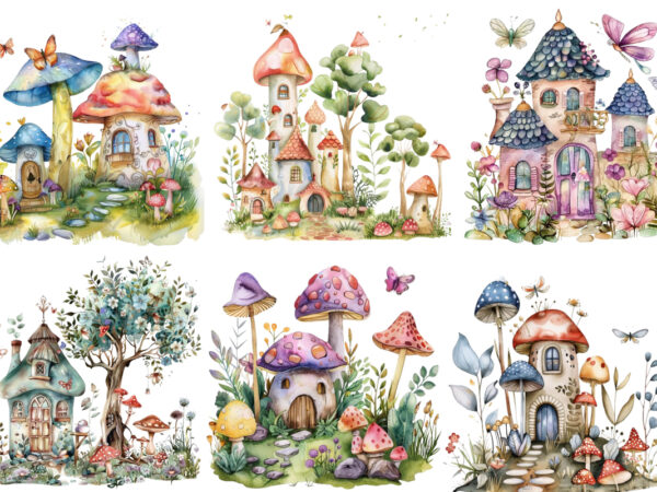 Watercolor fairy garden clipart t shirt design for sale