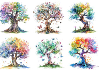 watercolor fairy tree clipart t shirt design for sale