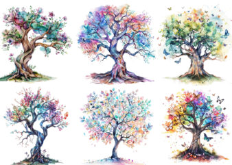 watercolor fairy tree clipart t shirt design for sale