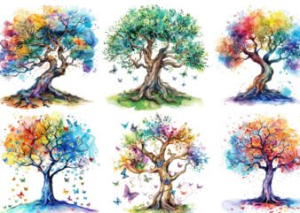 watercolor fairy tree clipart