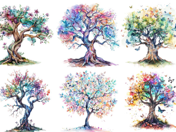 Watercolor fairy tree clipart t shirt design for sale