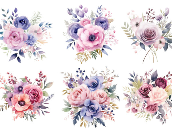 Watercolour floral boutique clipart t shirt design for sale