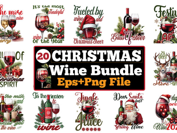 Vintage christmas wine bundle, svg wine bundle, vintage wine vector bundle and wine clipart