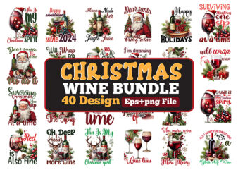 Vintage Christmas Wine Bundle, SVG Wine Bundle, Vintage Wine Vector Bundle and Wine Clipart