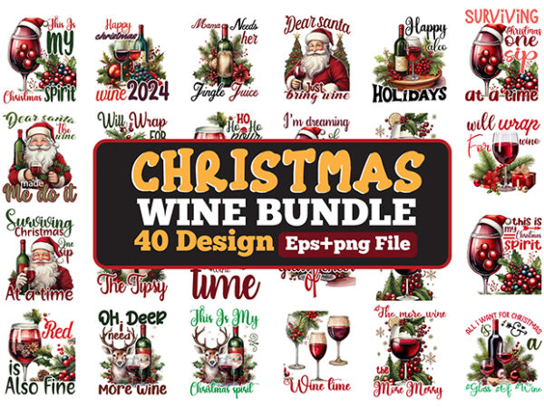 Vintage christmas wine bundle, svg wine bundle, vintage wine vector bundle and wine clipart