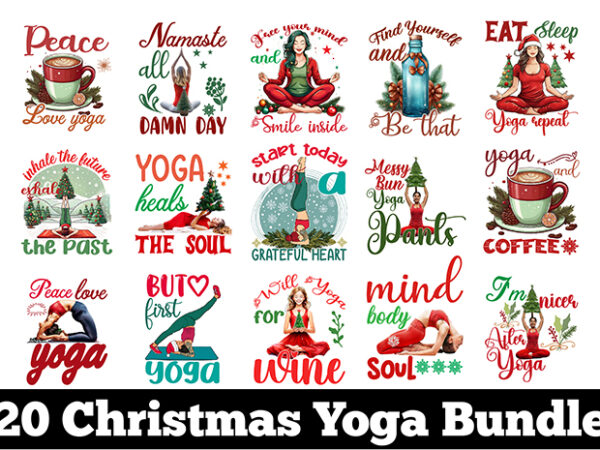 Vintage christmas yoga t-shirt bundle, christmas yoga sublimation t-shirt vector bundle, christmas yoga clipart.