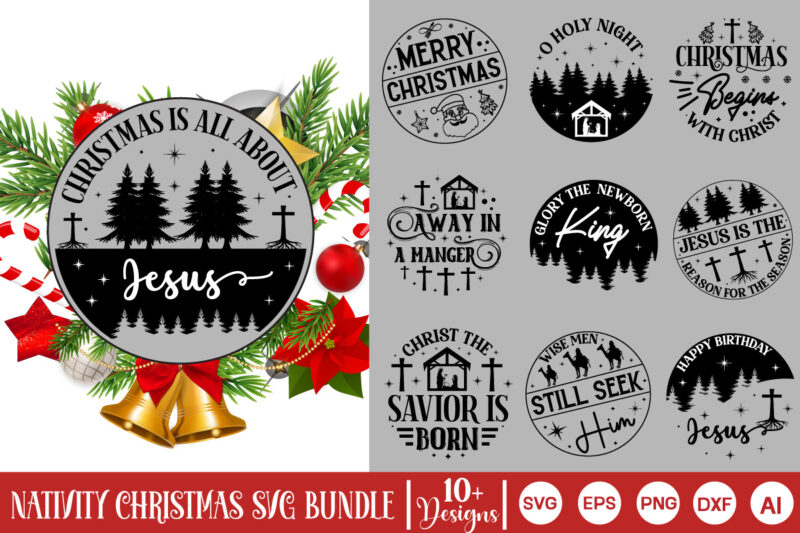 Nativity Christmas Svg Bundle, Christian Round Ornaments, Nativity Christmas SVG Design, Arabesque SVG Design, Christmas 2023 Svg, Arabesqu