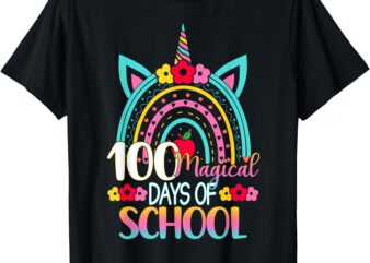 100 Days Smarter Rainbow Unicorn 100th Day of School T-Shirt